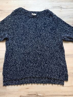 Lucky Brand Women’s Plus 2X Blue White Marled Knit Crewneck Pullover